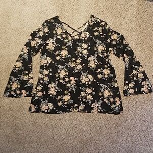 Liberty LOVE black floral blouse, Large